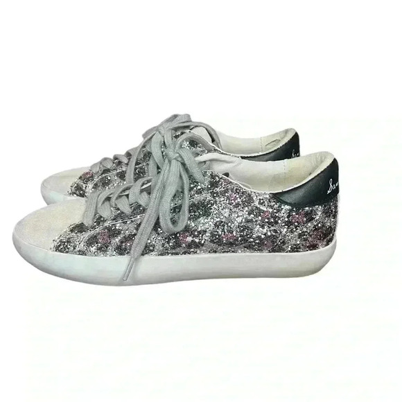 Sam Edelman girls AUBRIE SNEAKER low top glitter leopard print suede sz 2 used - Picture 7 of 10